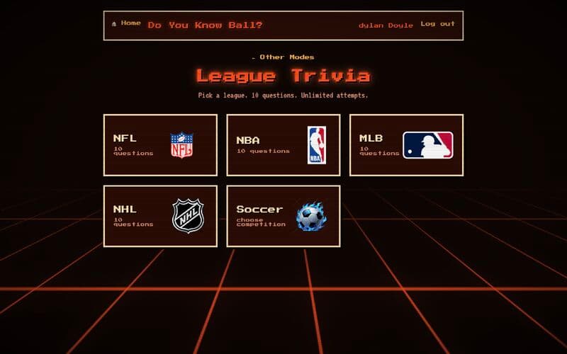 League trivia · pick a sport