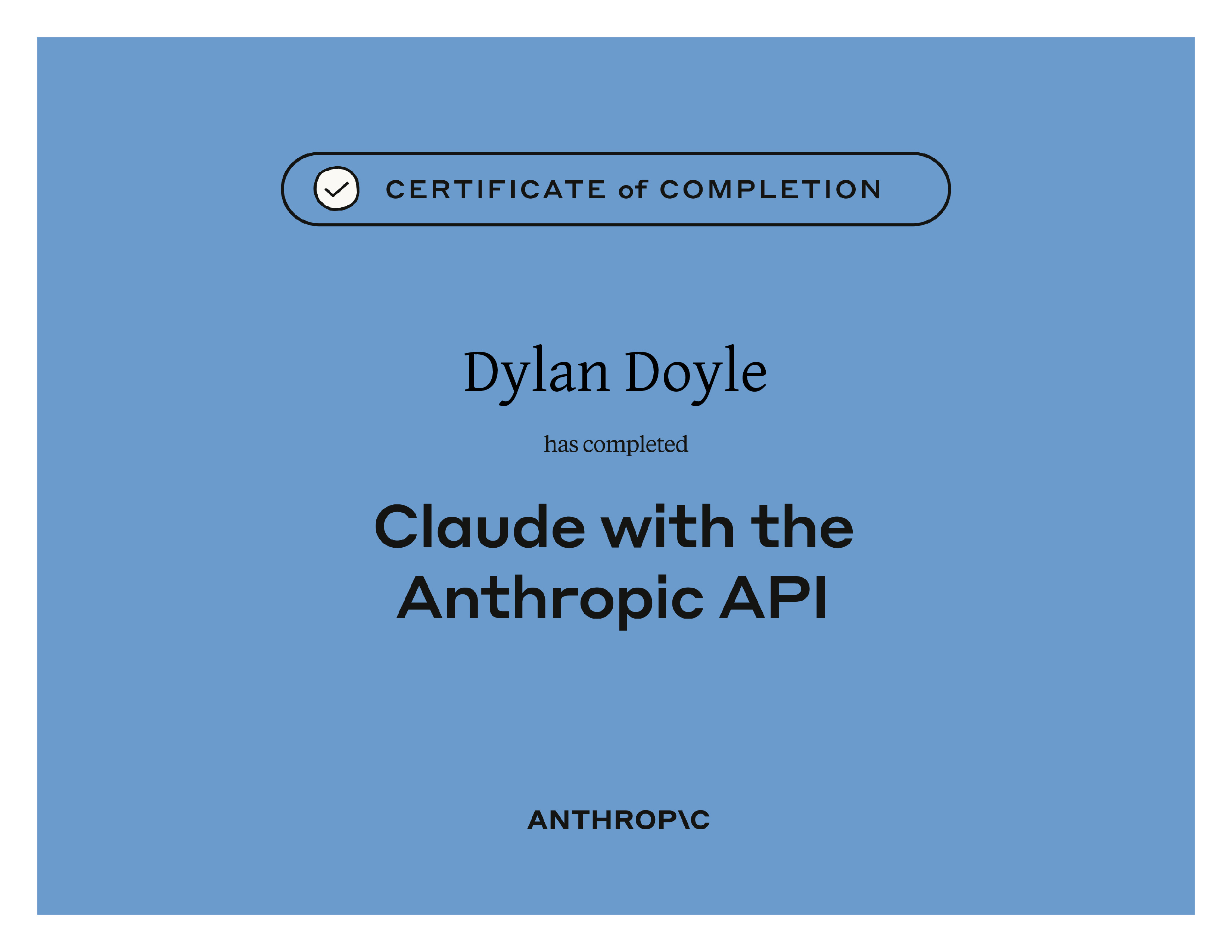 Building with the Claude API certificate from Anthropic